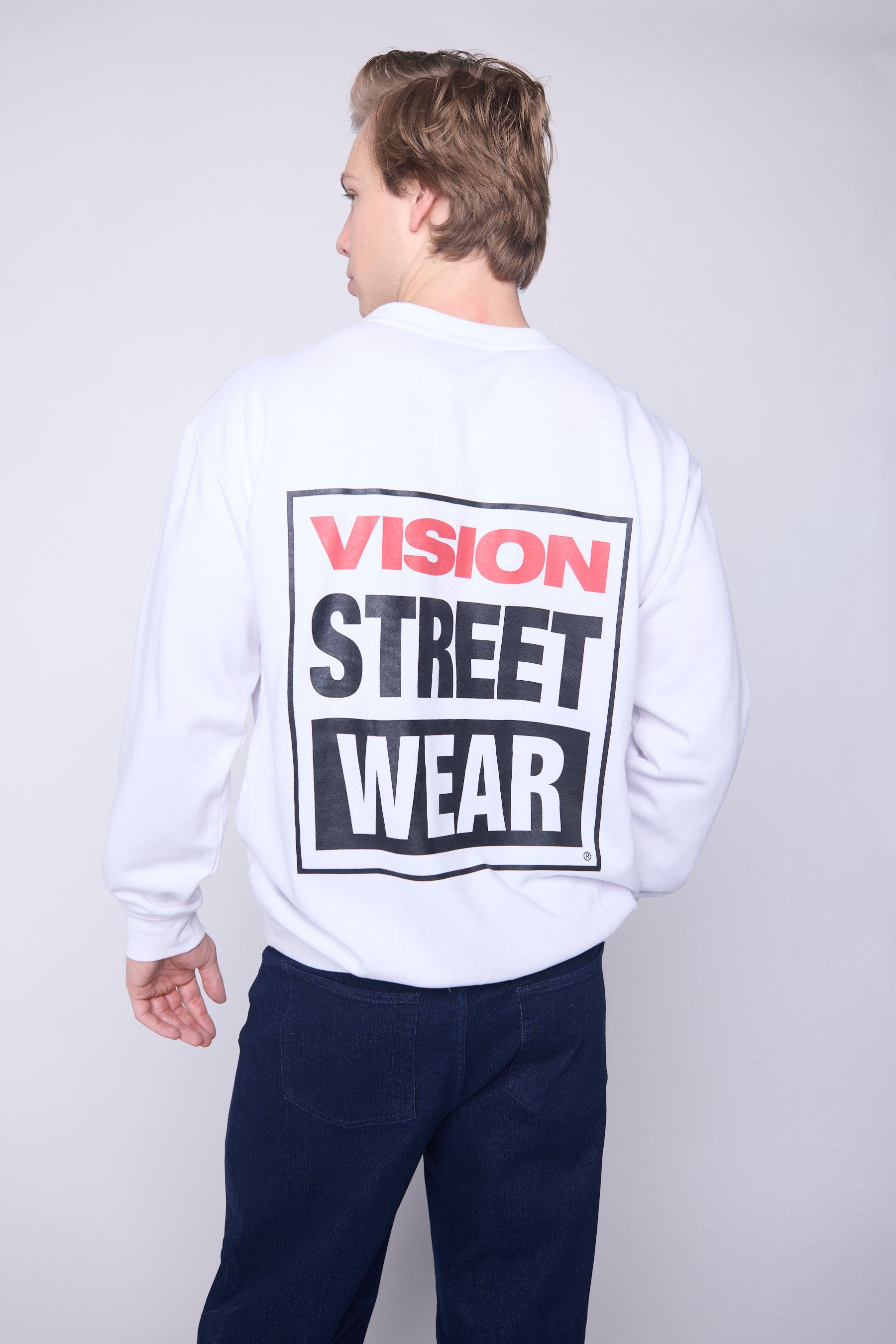 Vision Street Wear Printed Box Logo Sweatshirt Ivory