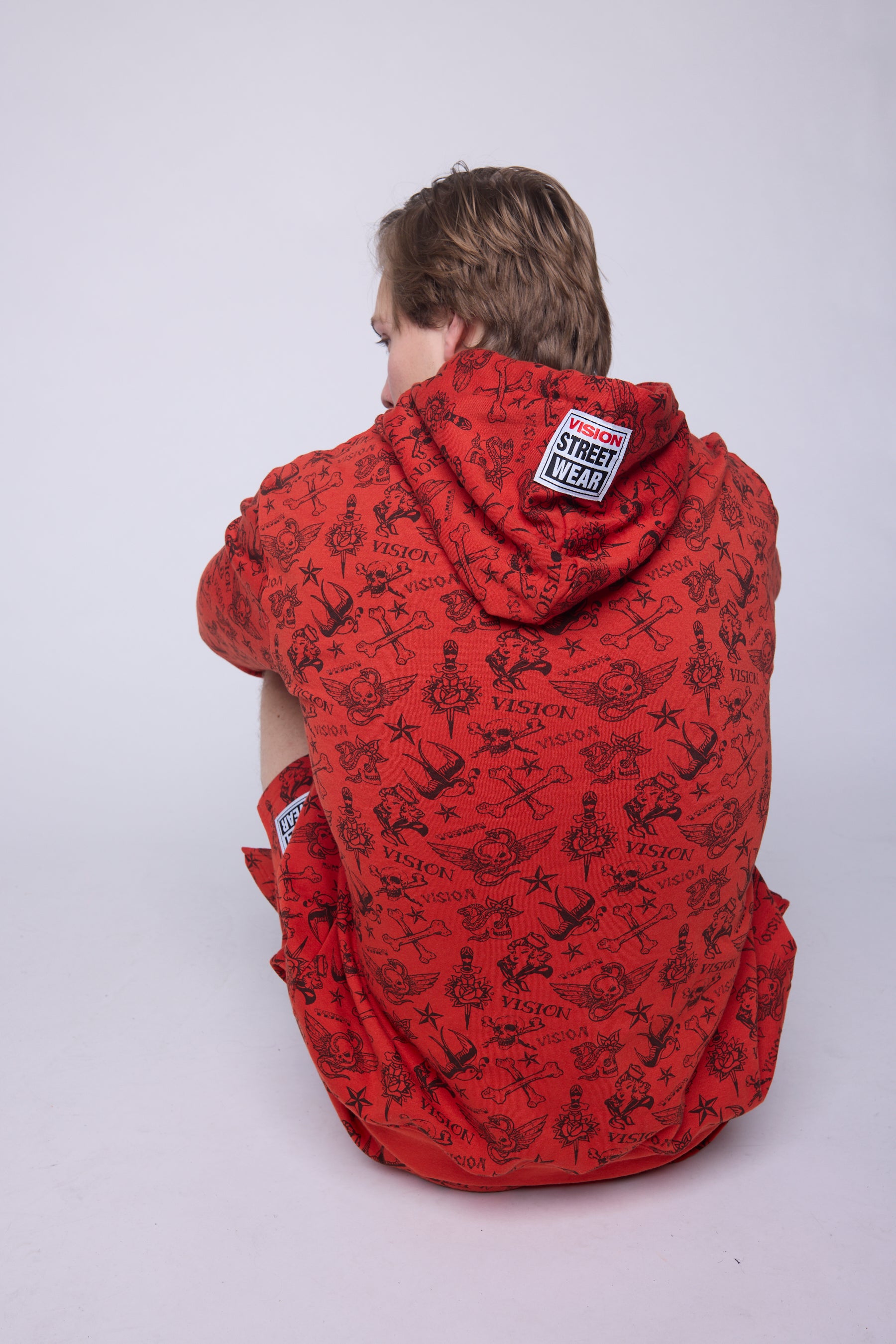 Vision Street Wear Aop Tattoo Hoodie Red