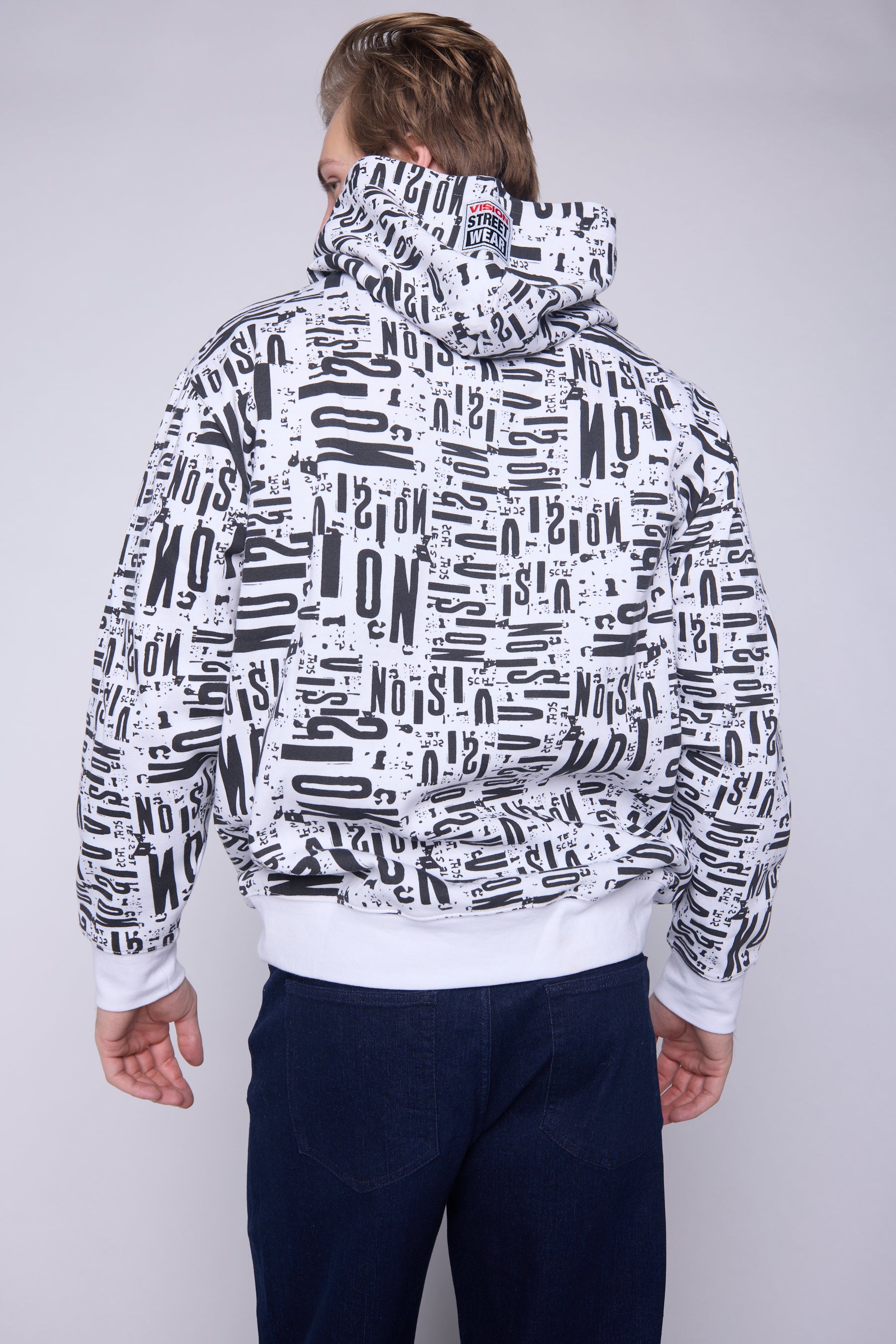 Vision Street Wear Aop Newspaper Hoodie Ivory