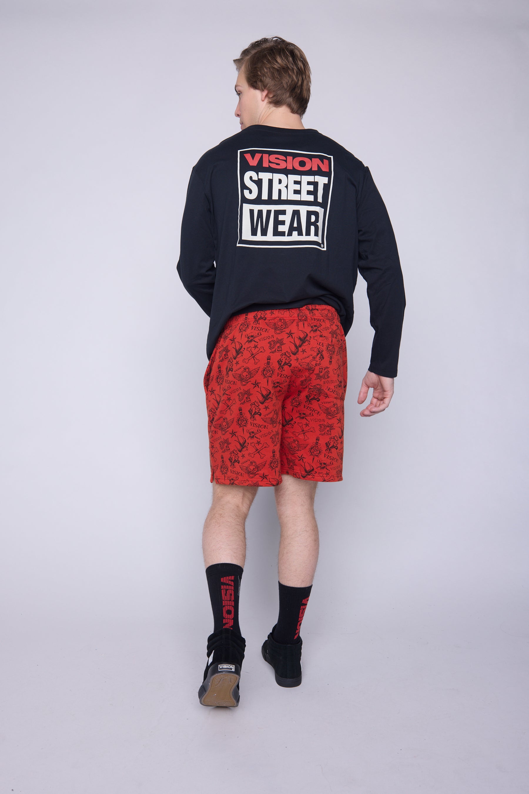 Vision Street Wear Aop Tattoo Shorts Red