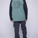 Vision Street Wear Raglan Shirt Matching Tattoo Prints Moss