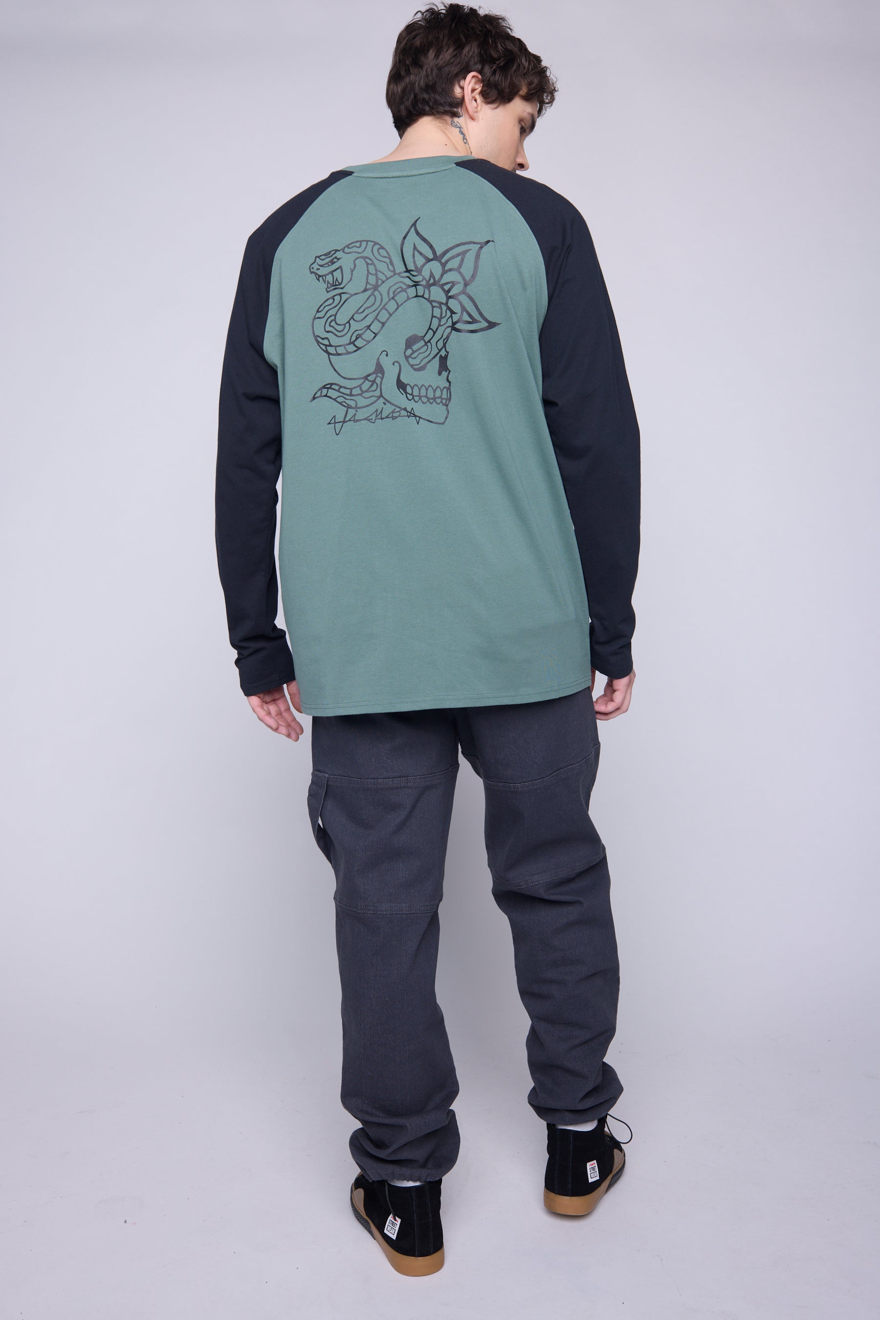 Vision Street Wear Raglan Shirt Matching Tattoo Prints Moss