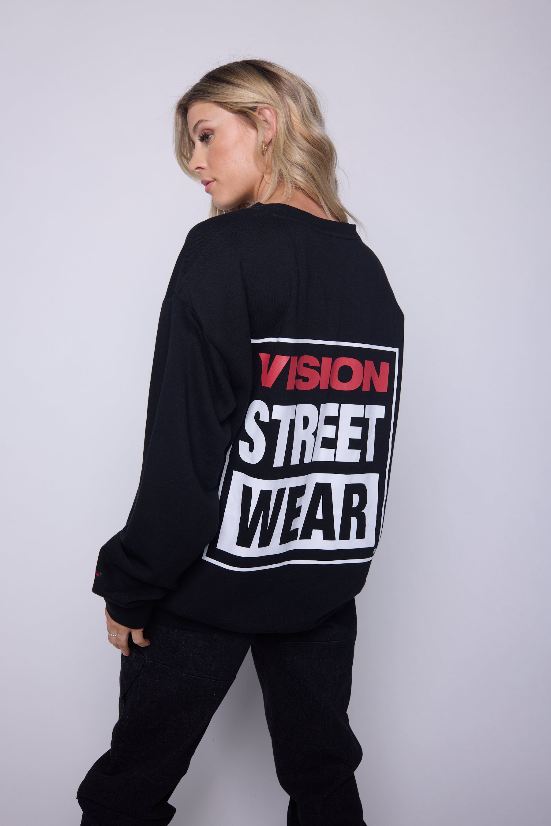 Vision Street Wear Printed Box Logo Sweatshirt Black