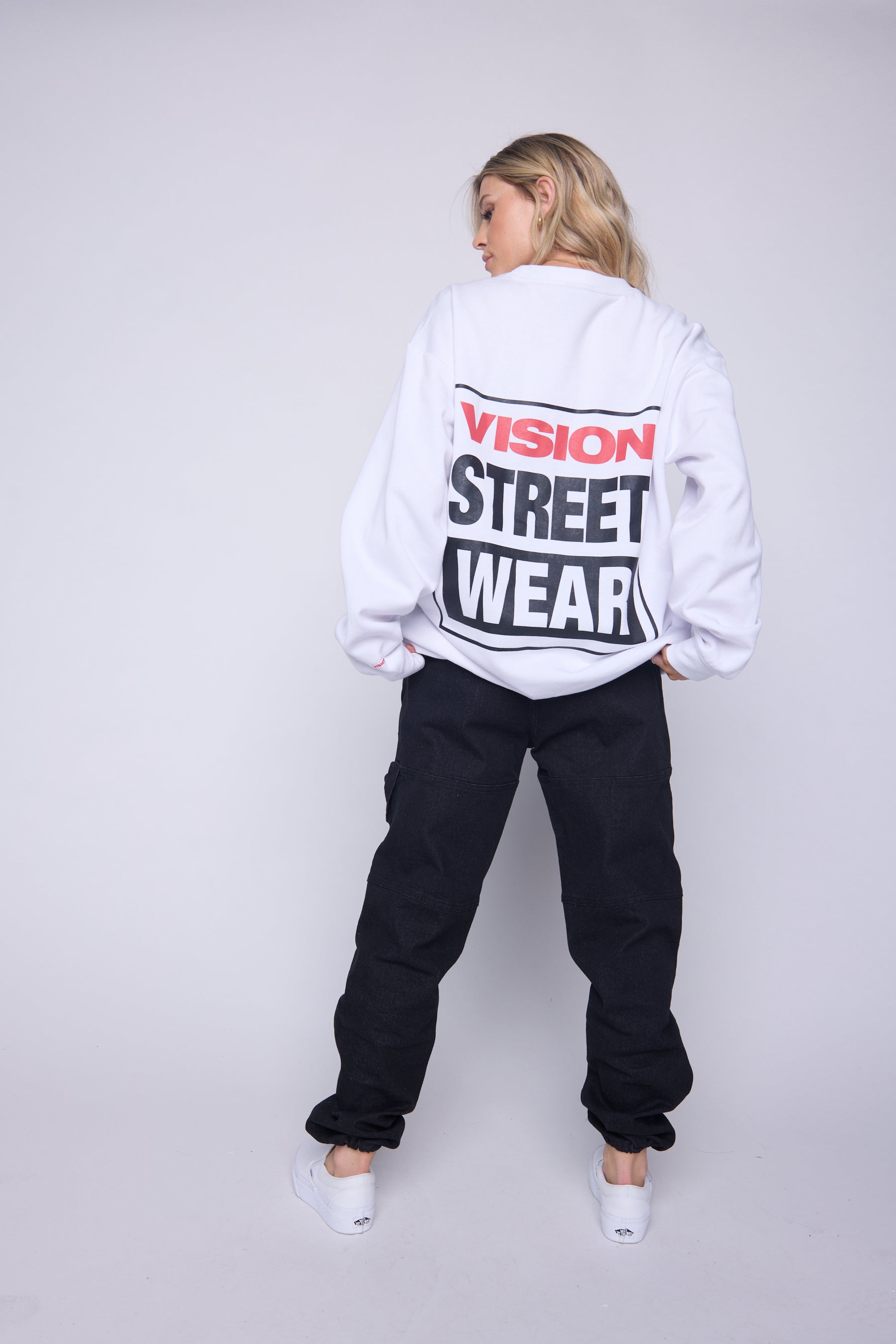 Vision Street Wear Printed Box Logo Sweatshirt Ivory