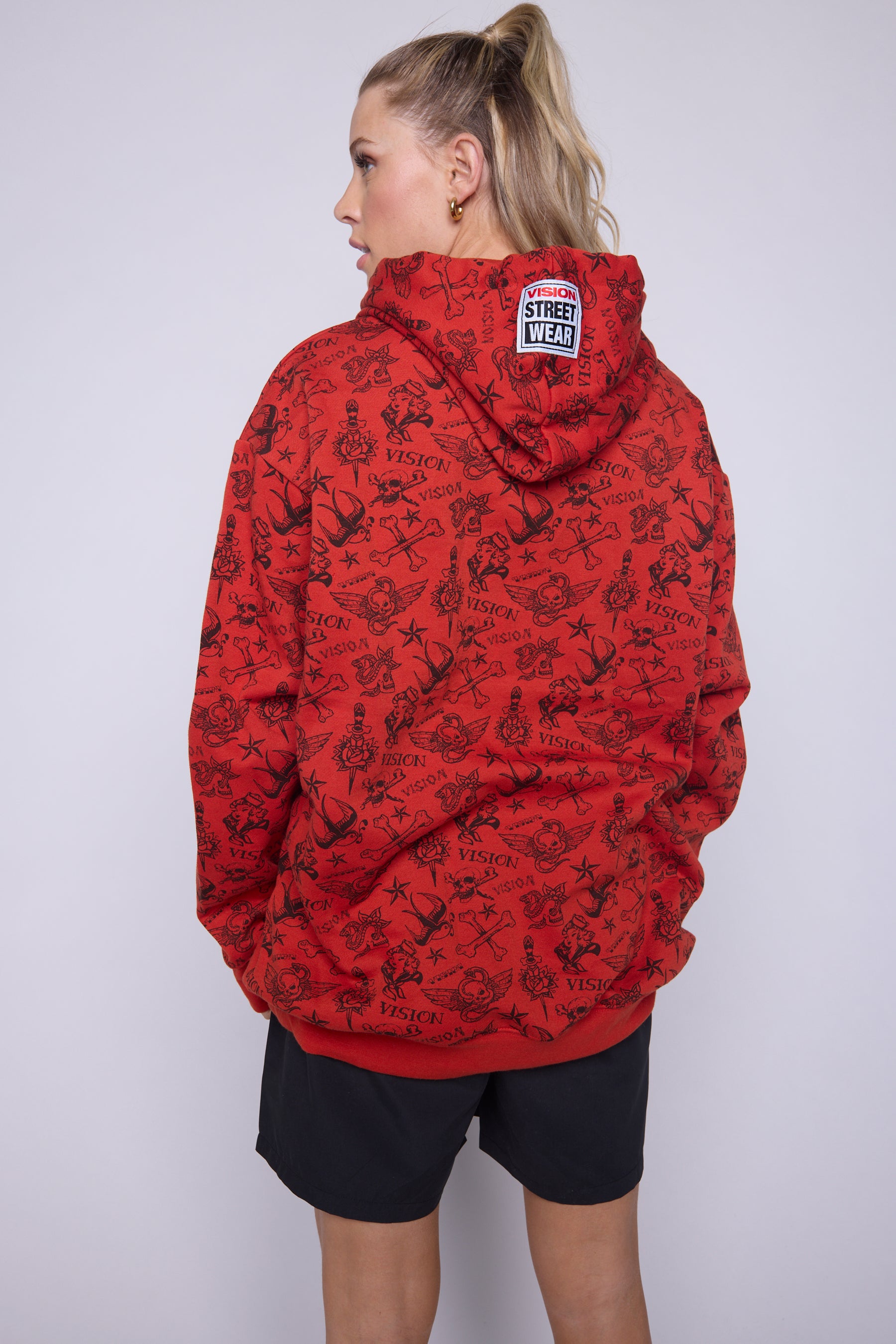 Vision Street Wear Aop Tattoo Hoodie Red