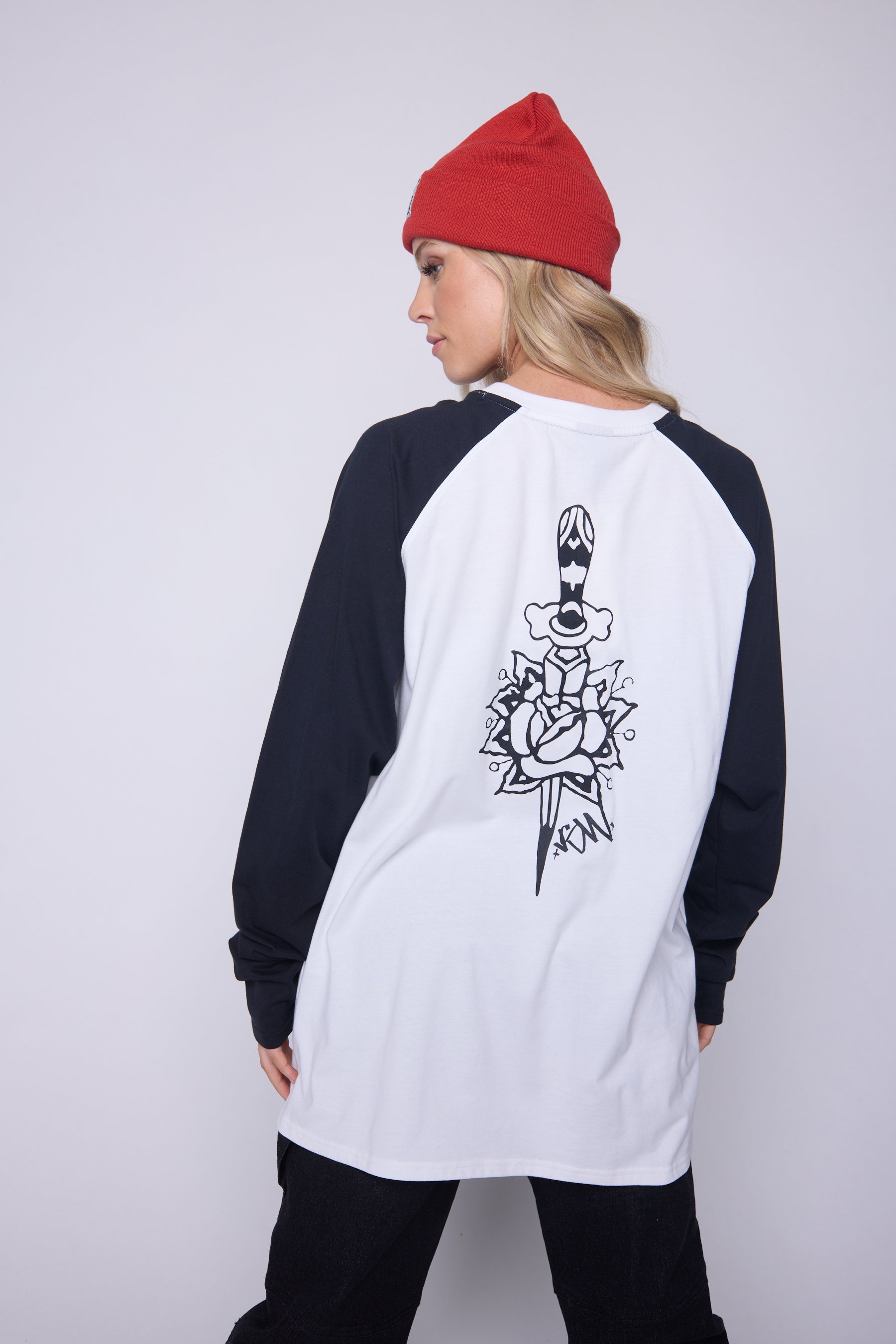 Vision Street Wear Raglan Shirt Matching Tattoo Prints Ivory