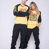 Vision Street Wear Checker Print Sleeve Logo T-Shirt Yellow & Black