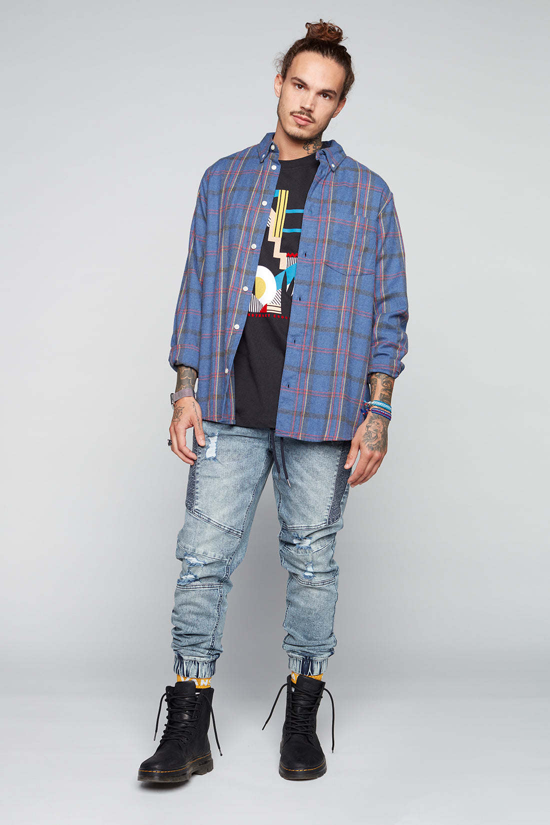 HENDRIX - 5 Pocket Moto Stitch Jogger - Indigo Acid - DENIM SOCIETY™