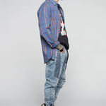 HENDRIX - 5 Pocket Moto Stitch Jogger - Indigo Acid - DENIM SOCIETY™