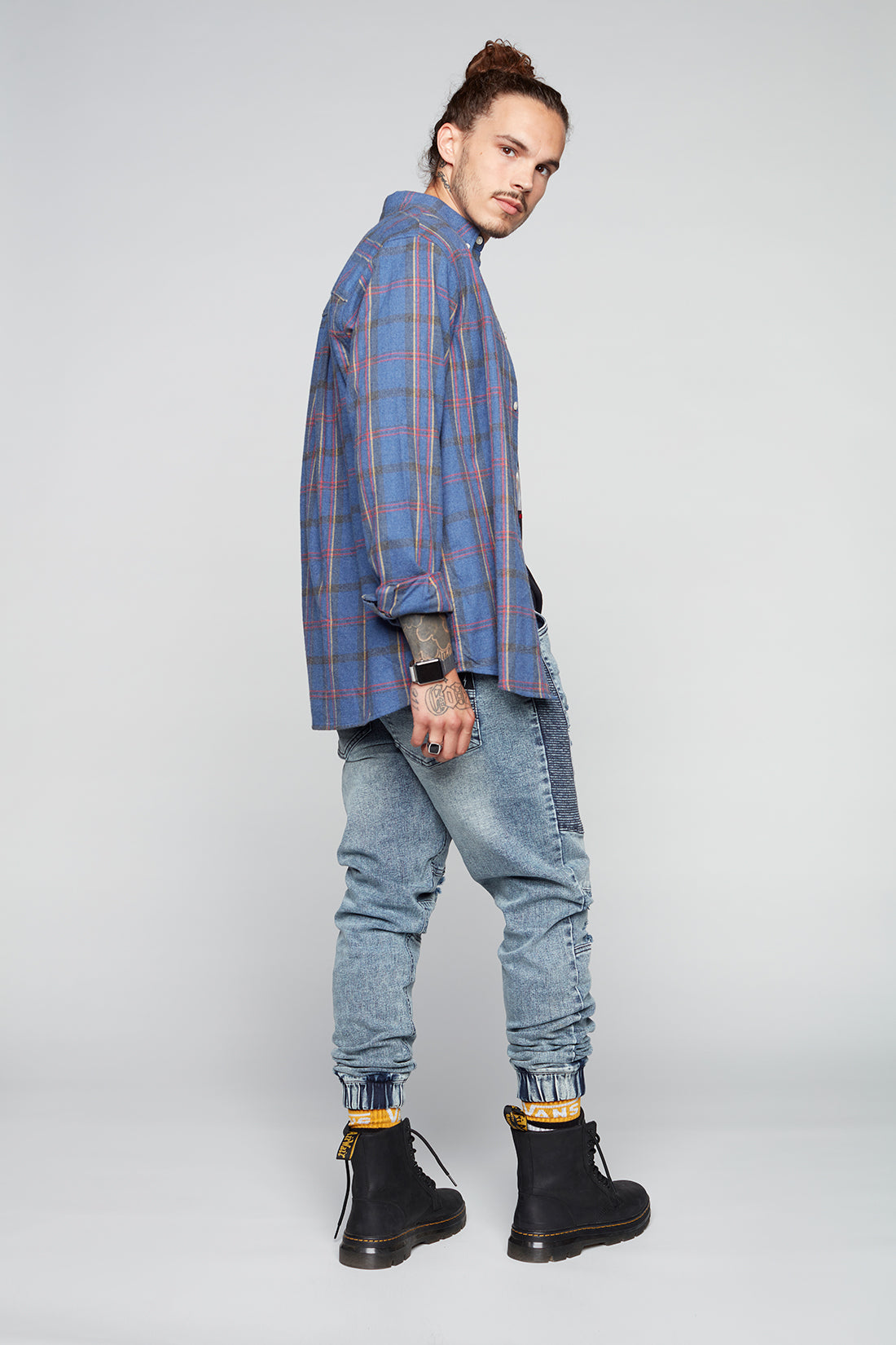 HENDRIX - 5 Pocket Moto Stitch Jogger - Indigo Acid - DENIM SOCIETY™