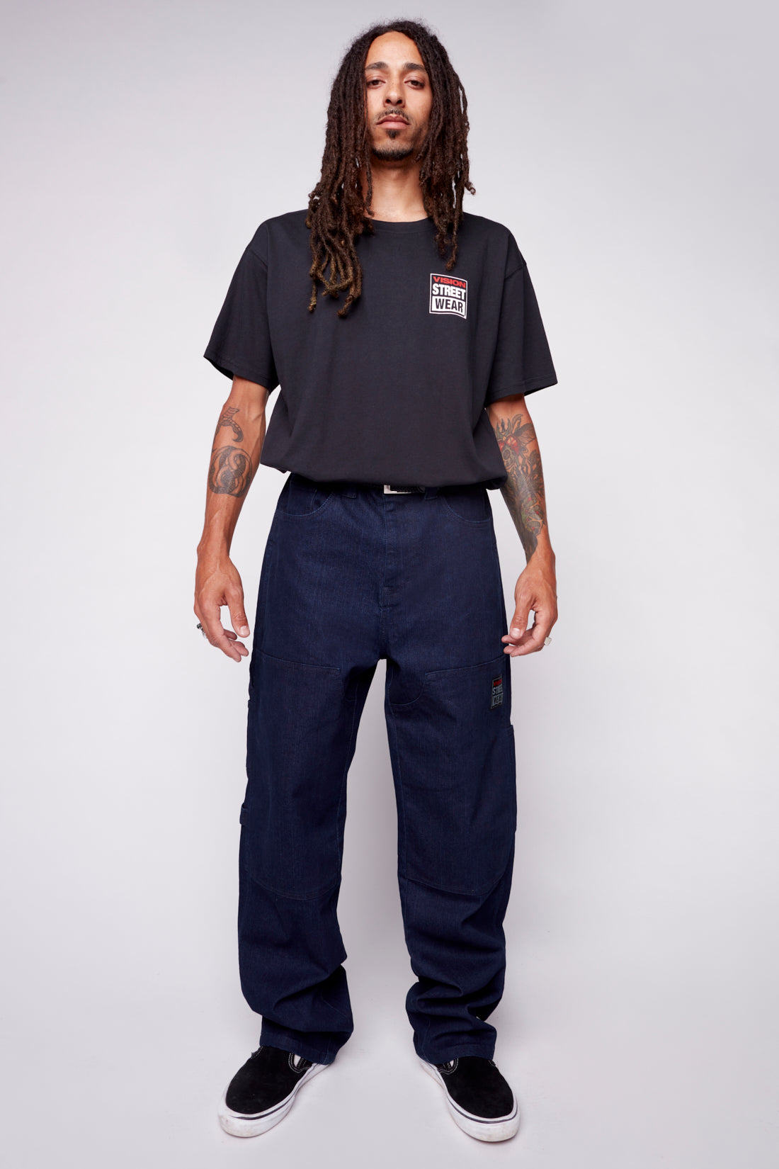 Vision Street Wear DORFMAN Carpenter Pant In Stretch Raw Denim Indigo