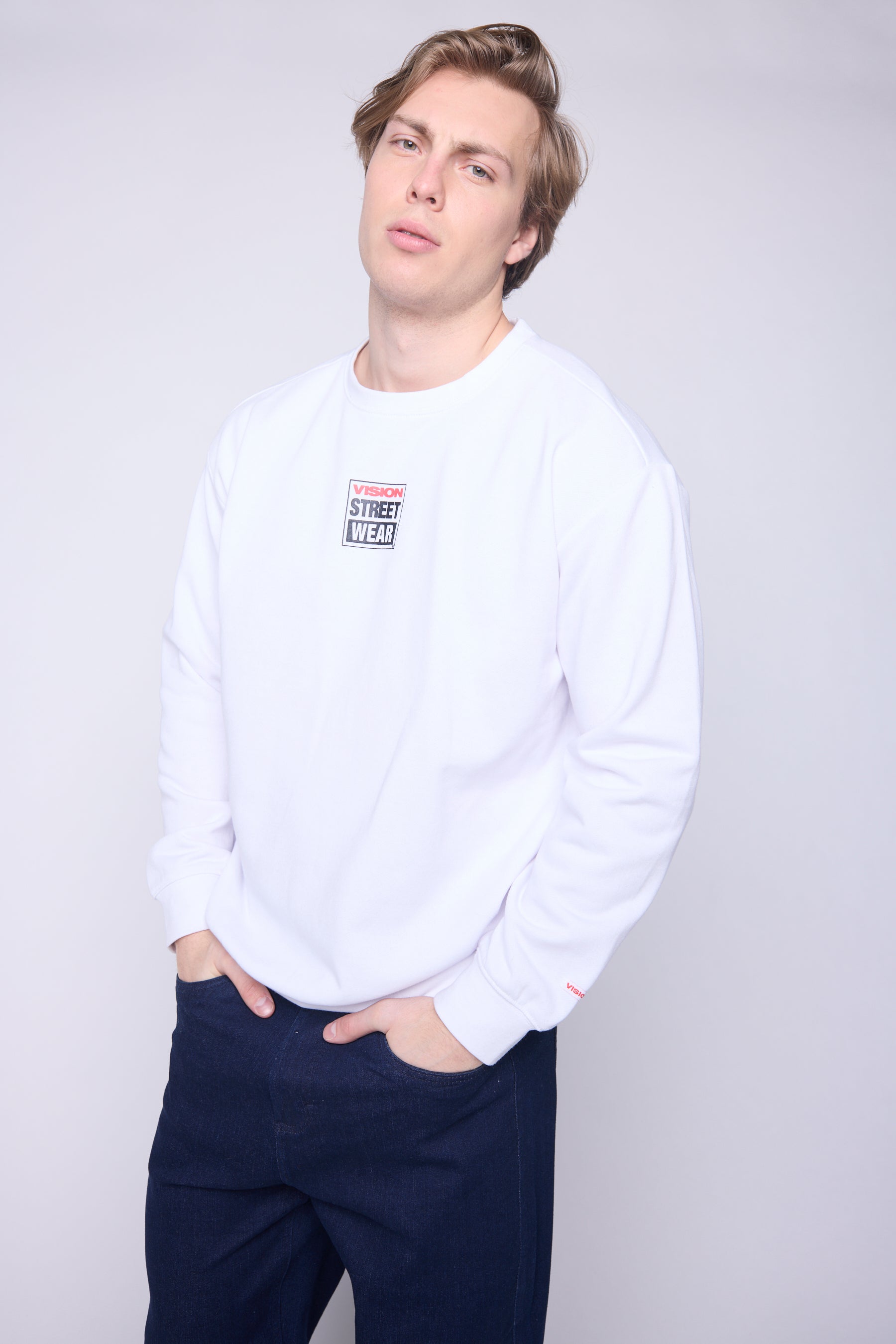 Vision Street Wear Printed Box Logo Sweatshirt Ivory