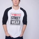 Vision Street Wear 3/4 Raglan Sleeve Box Logo Print Ivory