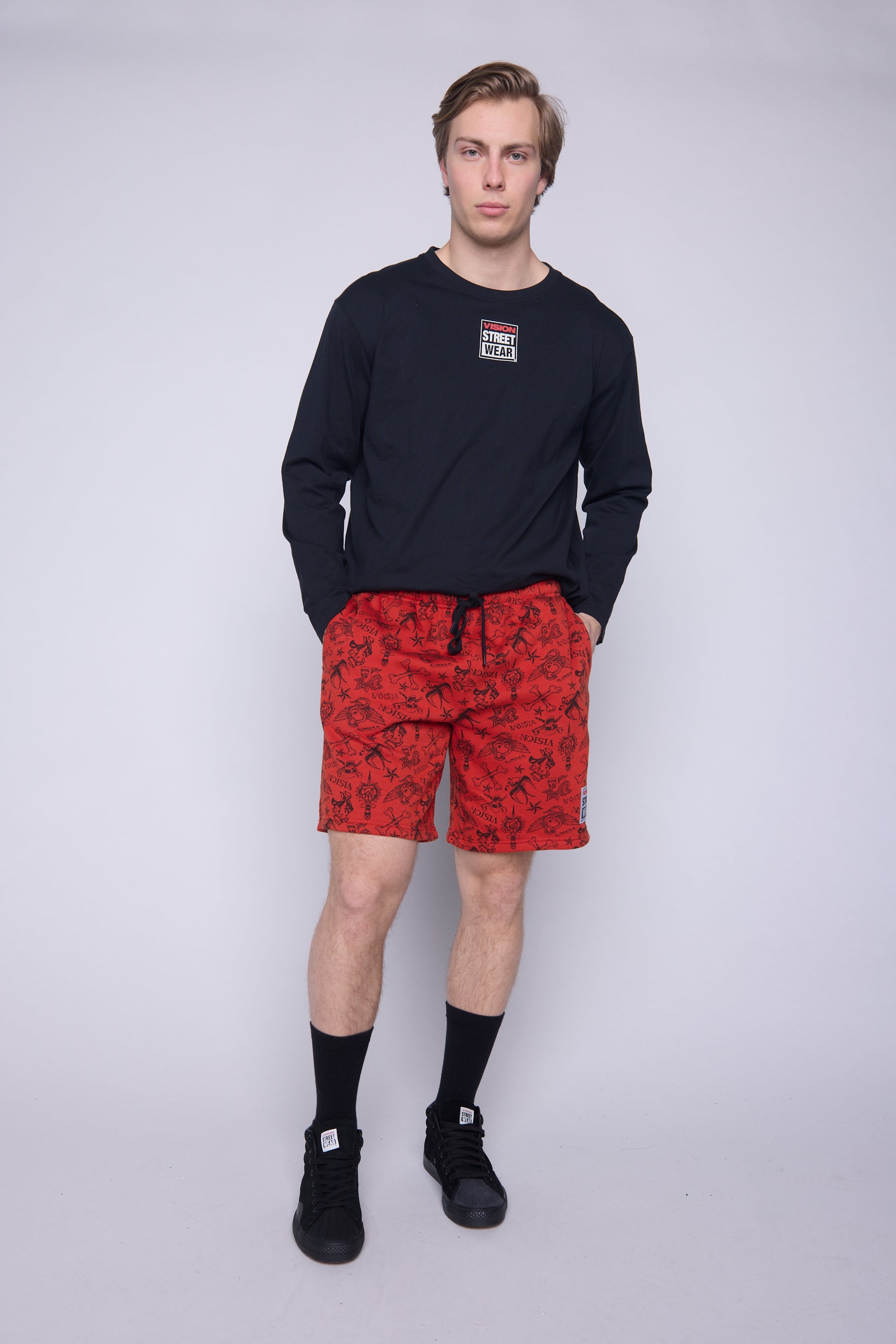 Vision Street Wear Aop Tattoo Shorts Red