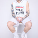 Vision Street Wear Printed Box Logo Sleeveless Hoodie Ivory