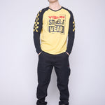 Vision Street Wear Checker Print Sleeve Logo T-Shirt Yellow & Black