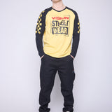 Vision Street Wear Checker Print Sleeve Logo T-Shirt Yellow & Black