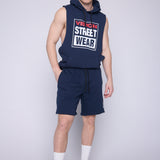 Vision Street Wear Raw Edge Printed Box Shorts Navy