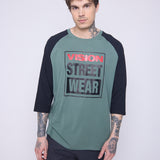 Vision Street Wear 3/4 Raglan Sleeve Box Logo Print Moss