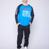 Vision Street Wear Checker Print Sleeve Logo T-Shirt Blue & Navy