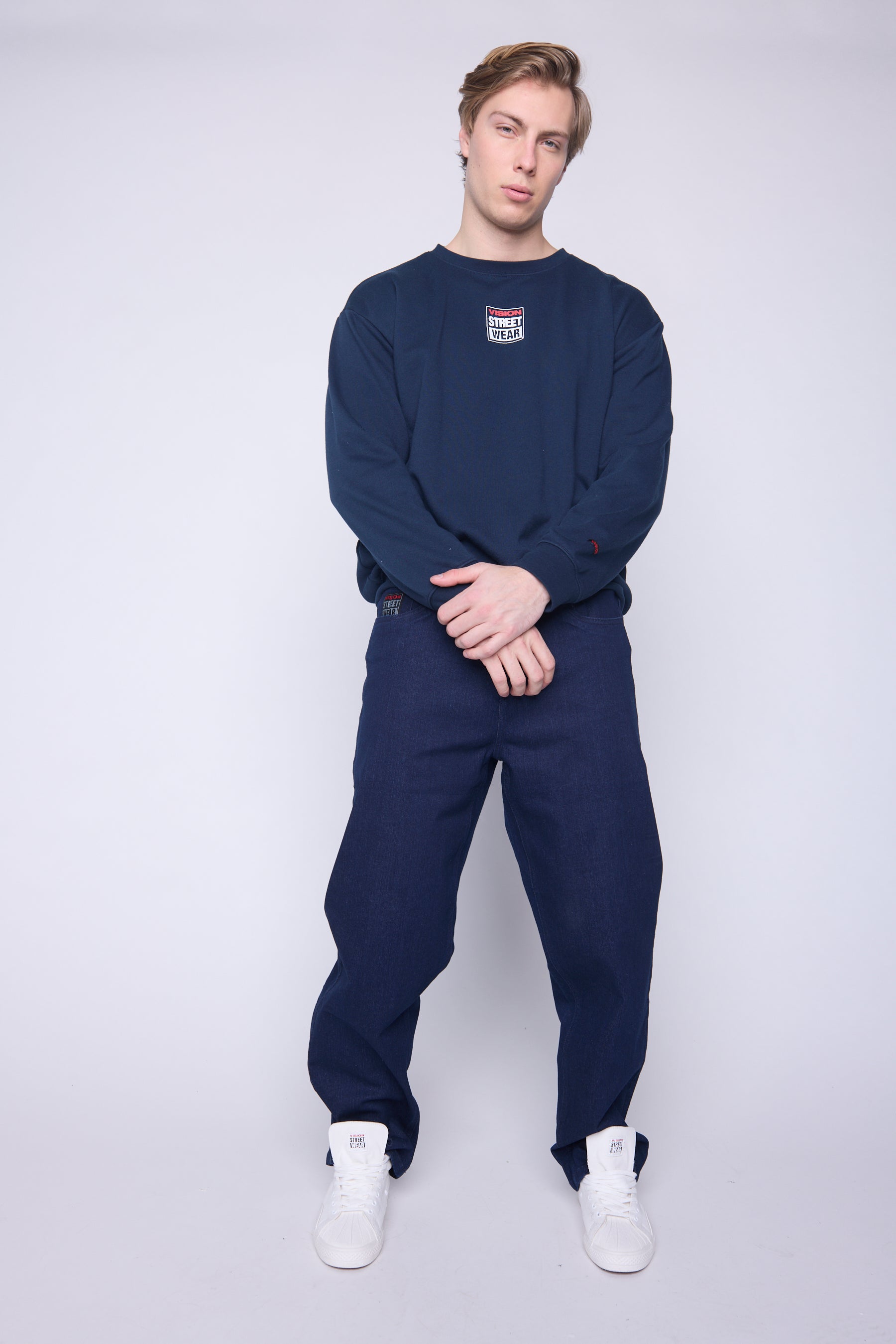 Vision Street Wear Printed Box Logo Sweatshirt Navy