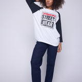 Vision Street Wear 3/4 Raglan Sleeve Box Logo Print Ivory