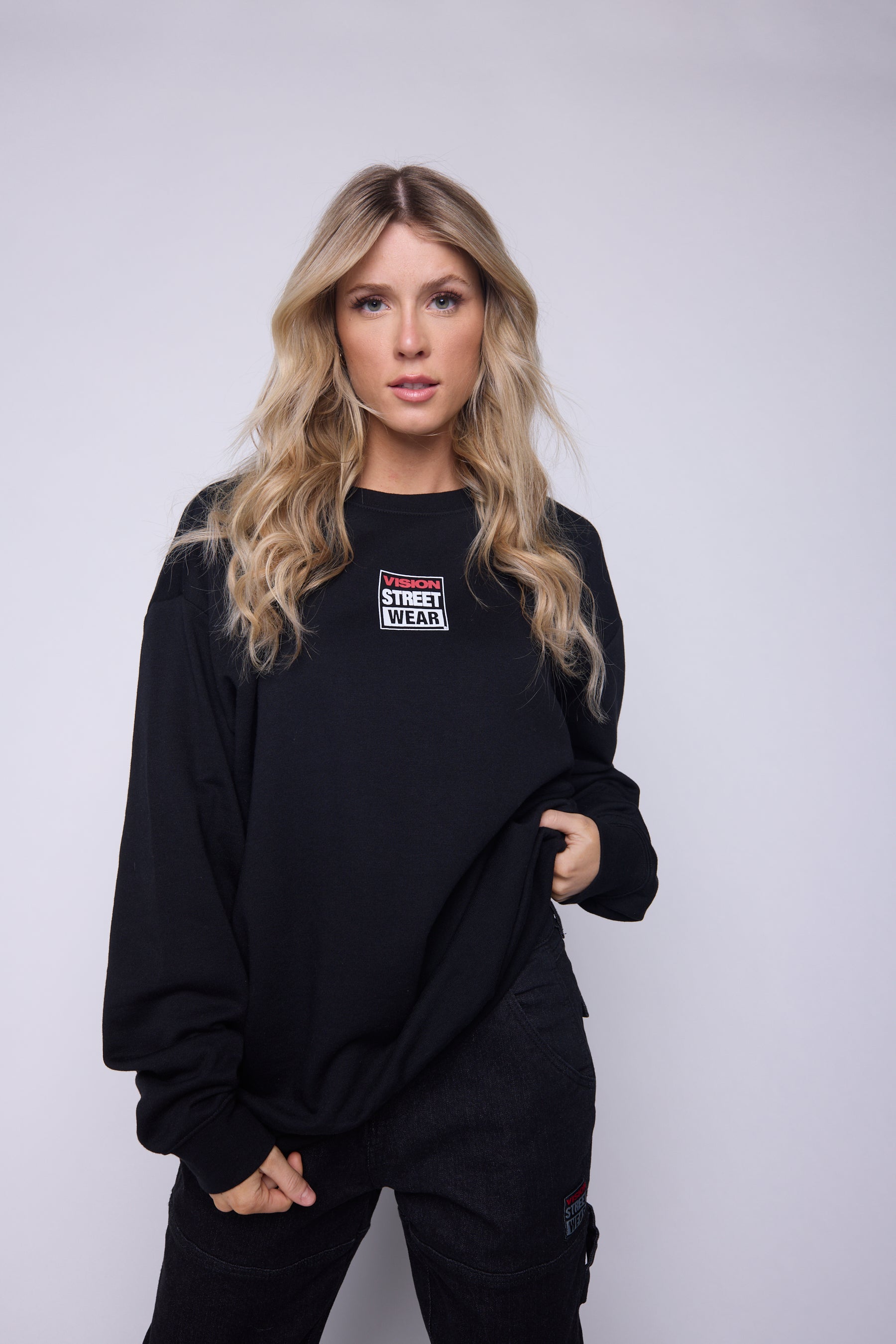 Vision Street Wear Printed Box Logo Sweatshirt Black