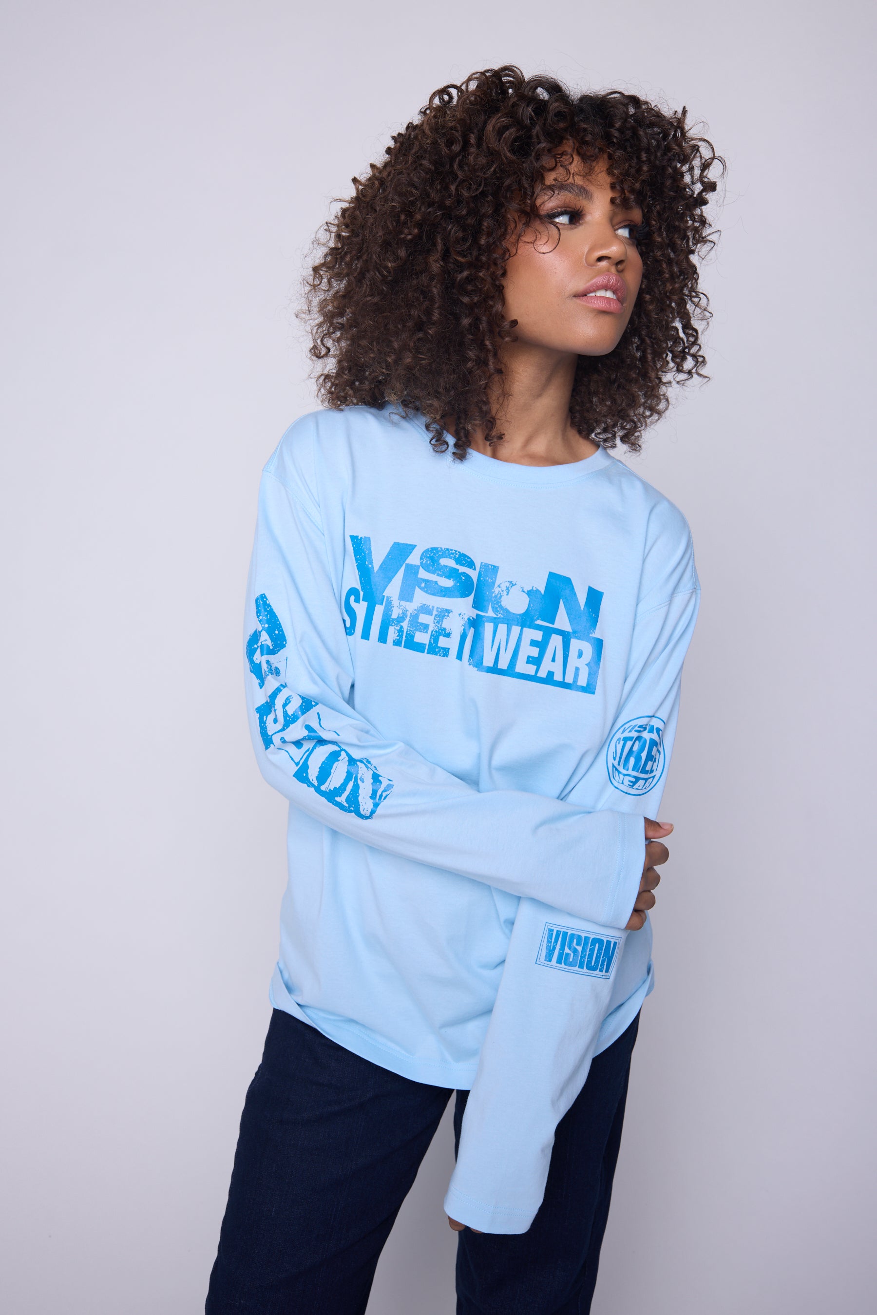 Vision Street Wear Team Logo T-Shirt Blue Cloud