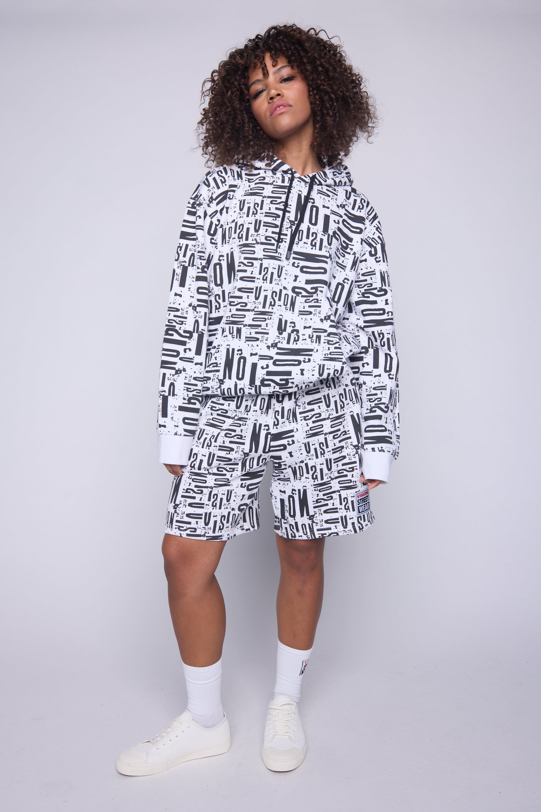 Vision Street Wear Aop Newspaper Hoodie Ivory