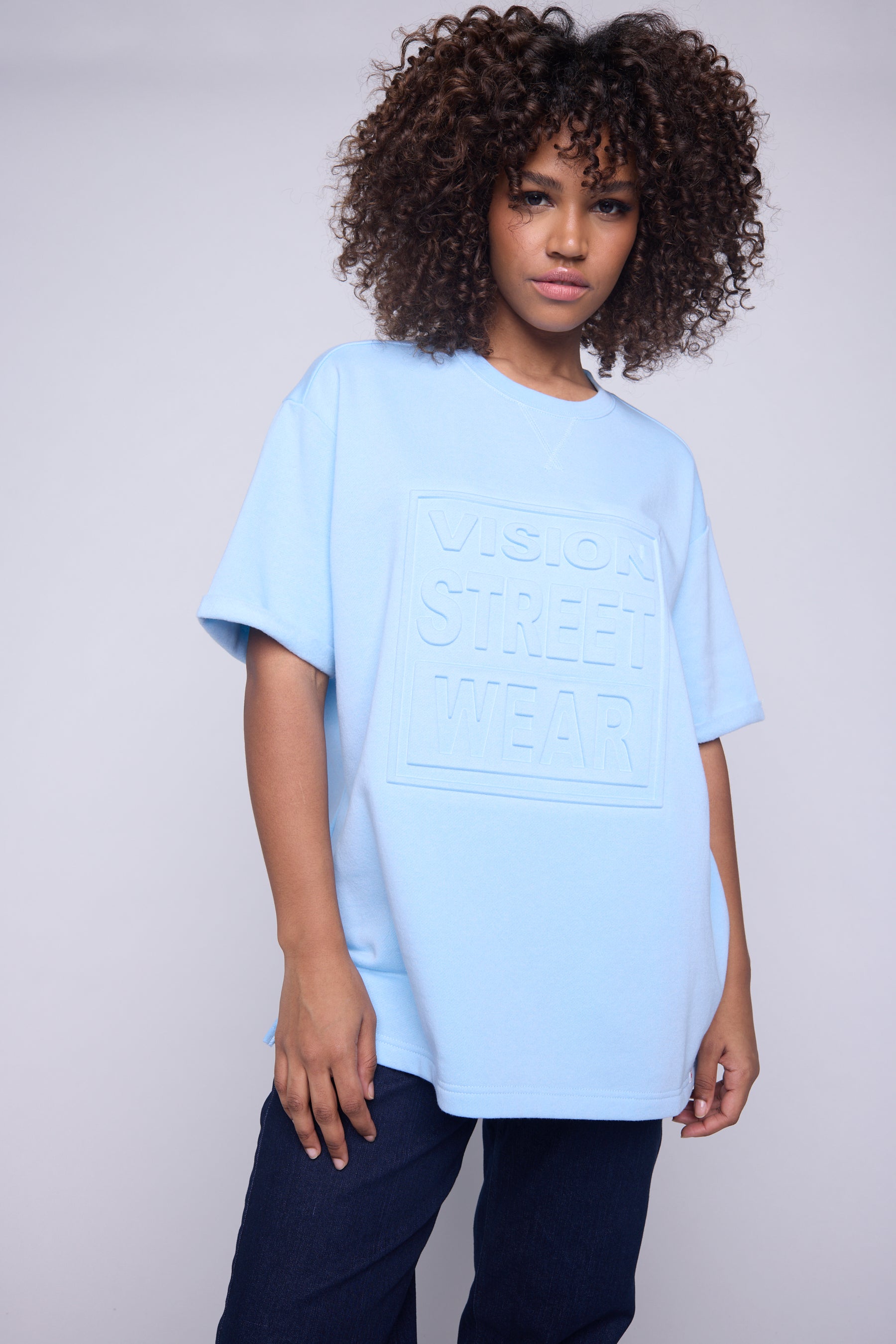 Vision Street Wear Embossed Logo Sweatshirt Blue Cloud