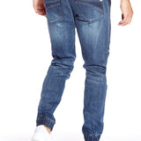 HENDRIX - 5 Pocket  Moto Stitch Jogger - Vintage Medium Blue - DENIM SOCIETY™