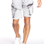 KRAVITZ - Mens Shorts With bellowed Cargo pockets - Light Grey Acid Wash - DENIM SOCIETY™