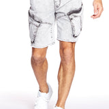 KRAVITZ - Mens Shorts With bellowed Cargo pockets - Light Grey Acid Wash - DENIM SOCIETY™