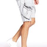 KRAVITZ - Mens Shorts With bellowed Cargo pockets - Light Grey Acid Wash - DENIM SOCIETY™