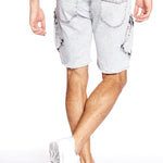 KRAVITZ - Mens Shorts With bellowed Cargo pockets - Light Grey Acid Wash - DENIM SOCIETY™