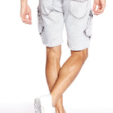 KRAVITZ - Mens Shorts With bellowed Cargo pockets - Light Grey Acid Wash - DENIM SOCIETY™