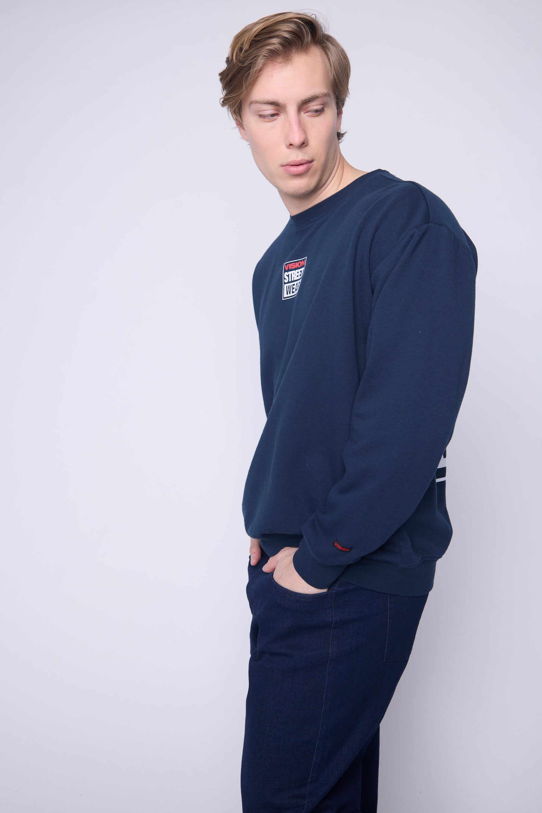 Vision Street Wear Printed Box Logo Sweatshirt Navy