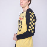 Vision Street Wear Checker Print Sleeve Logo T-Shirt Yellow & Black