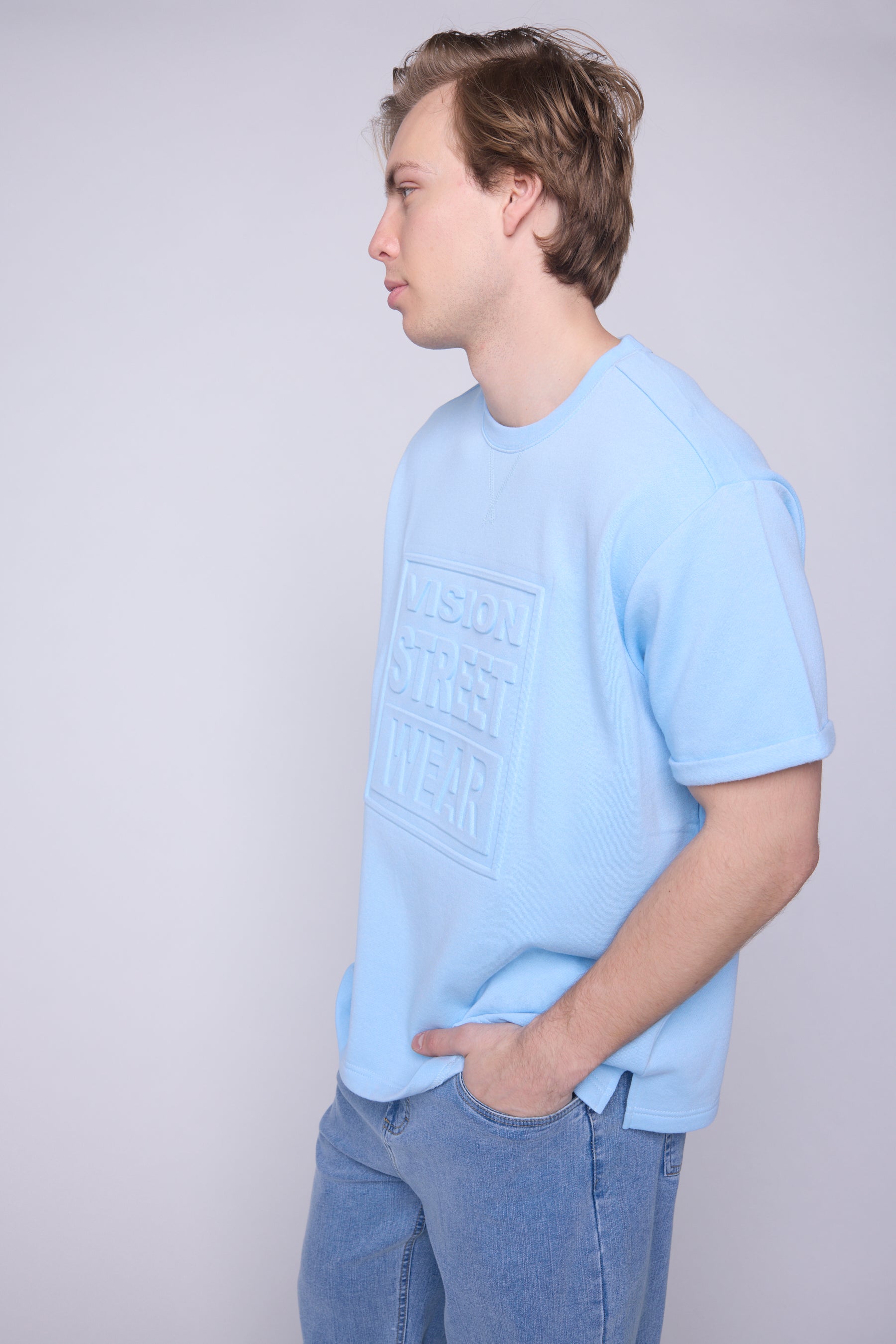 Vision Street Wear Embossed Logo Sweatshirt Blue Cloud