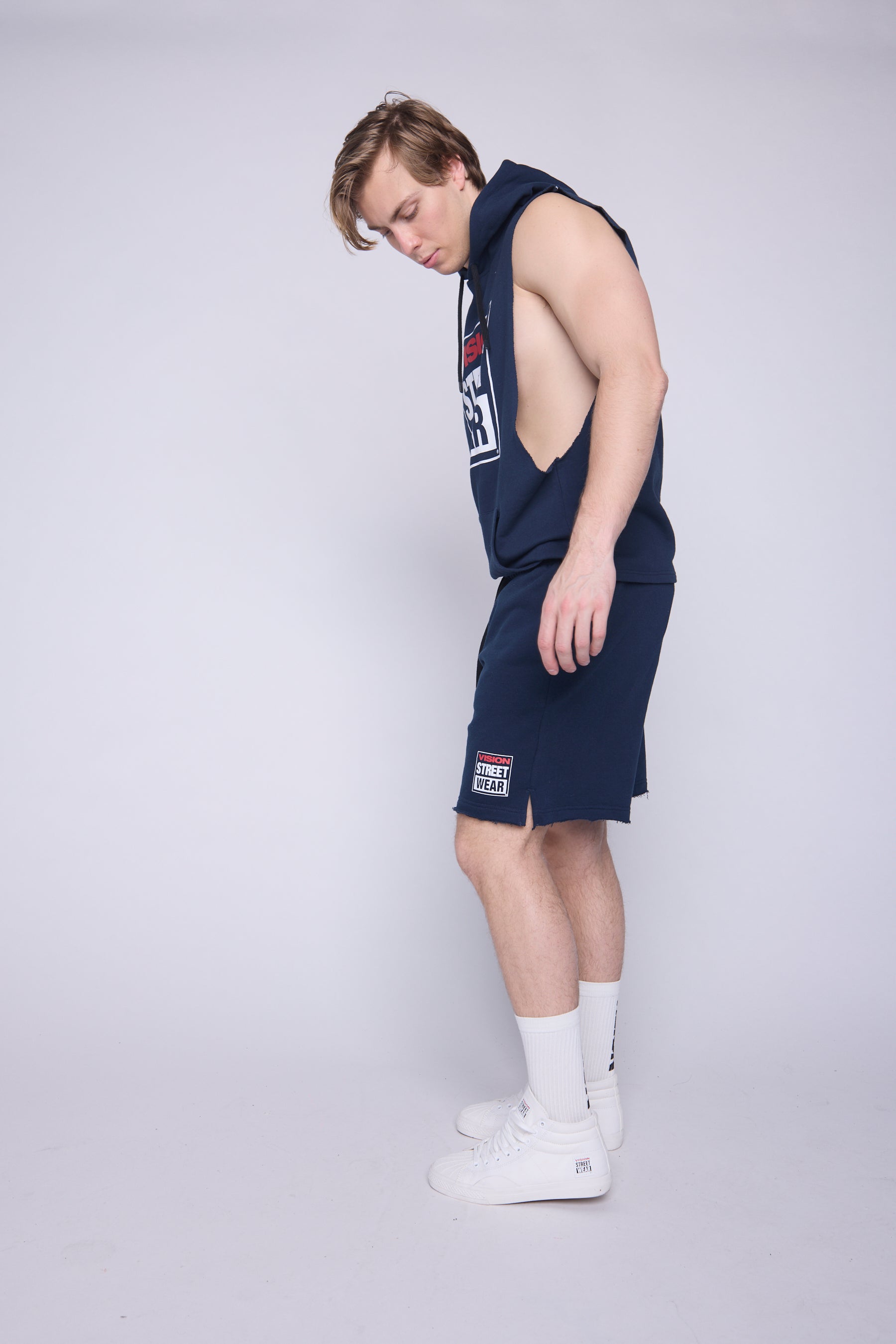 Vision Street Wear Box Logo Sleeveless Hoodie Navy