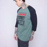 Vision Street Wear 3/4 Raglan Sleeve Box Logo Print Moss