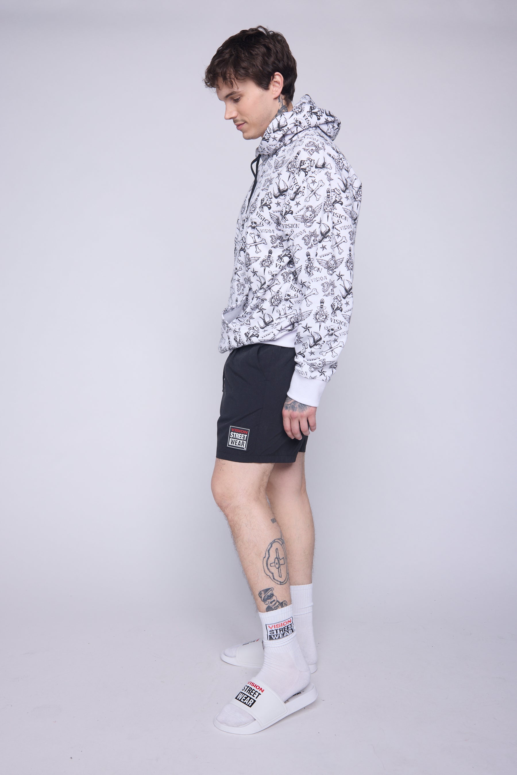 Vision Street Wear Aop Tattoo Hoodie Ivory