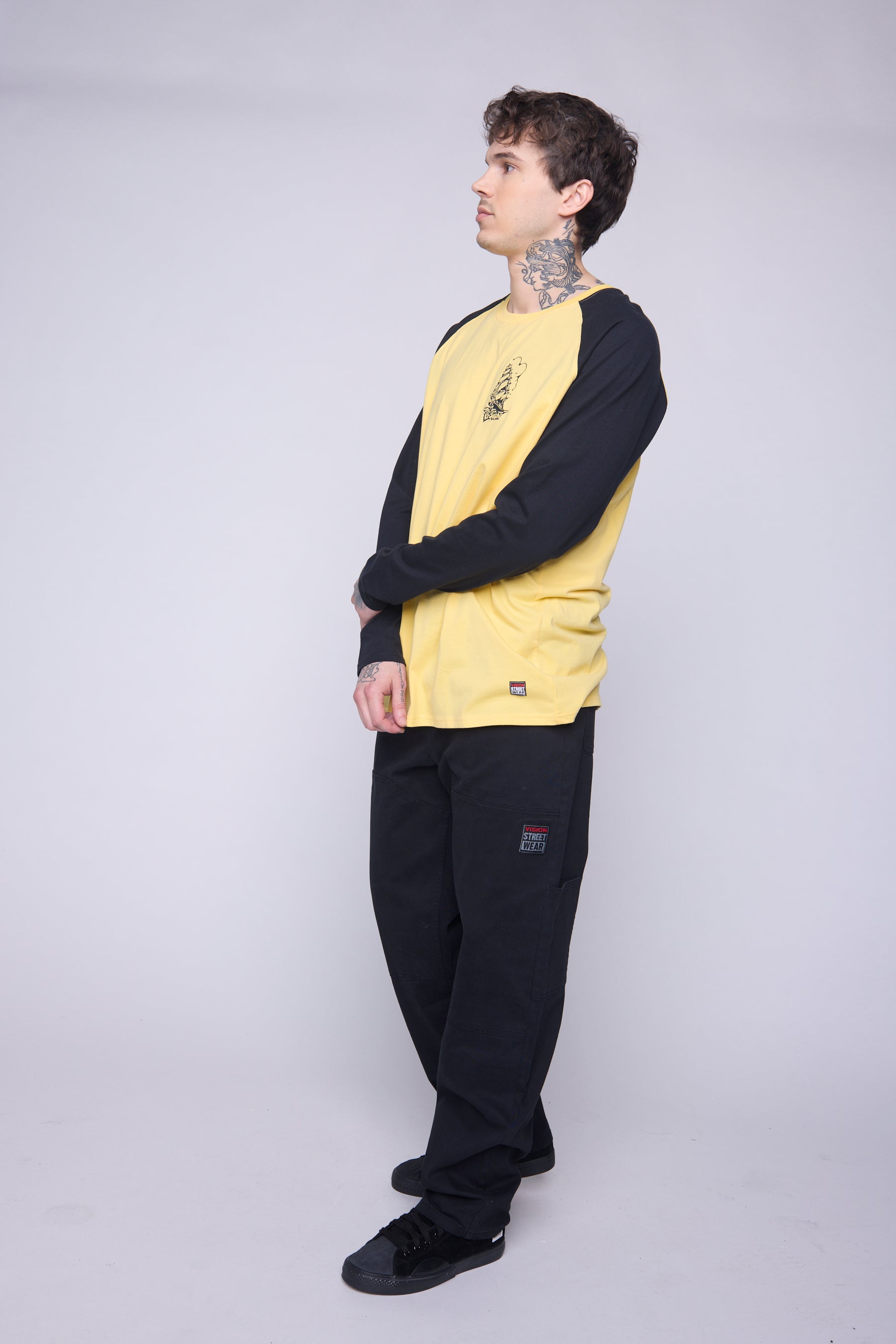 Vision Street Wear Raglan Shirt Matching Tattoo Prints Butter