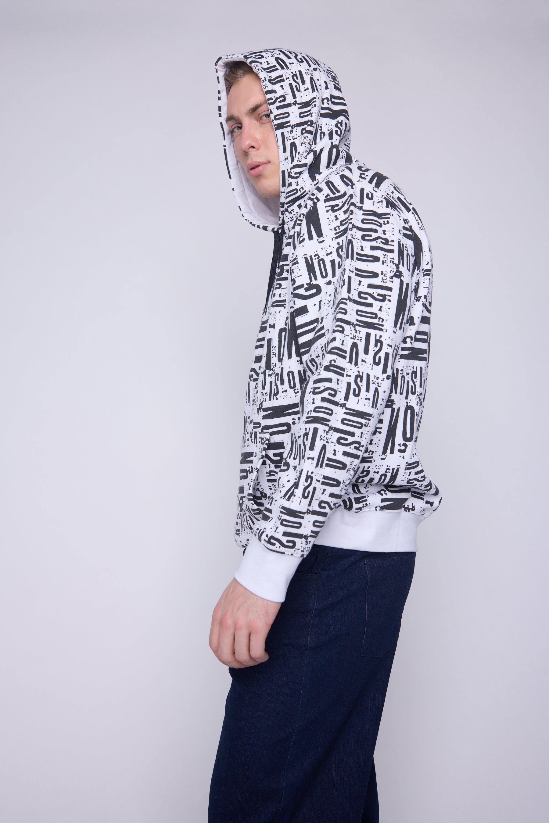 Vision Street Wear Aop Newspaper Hoodie Ivory