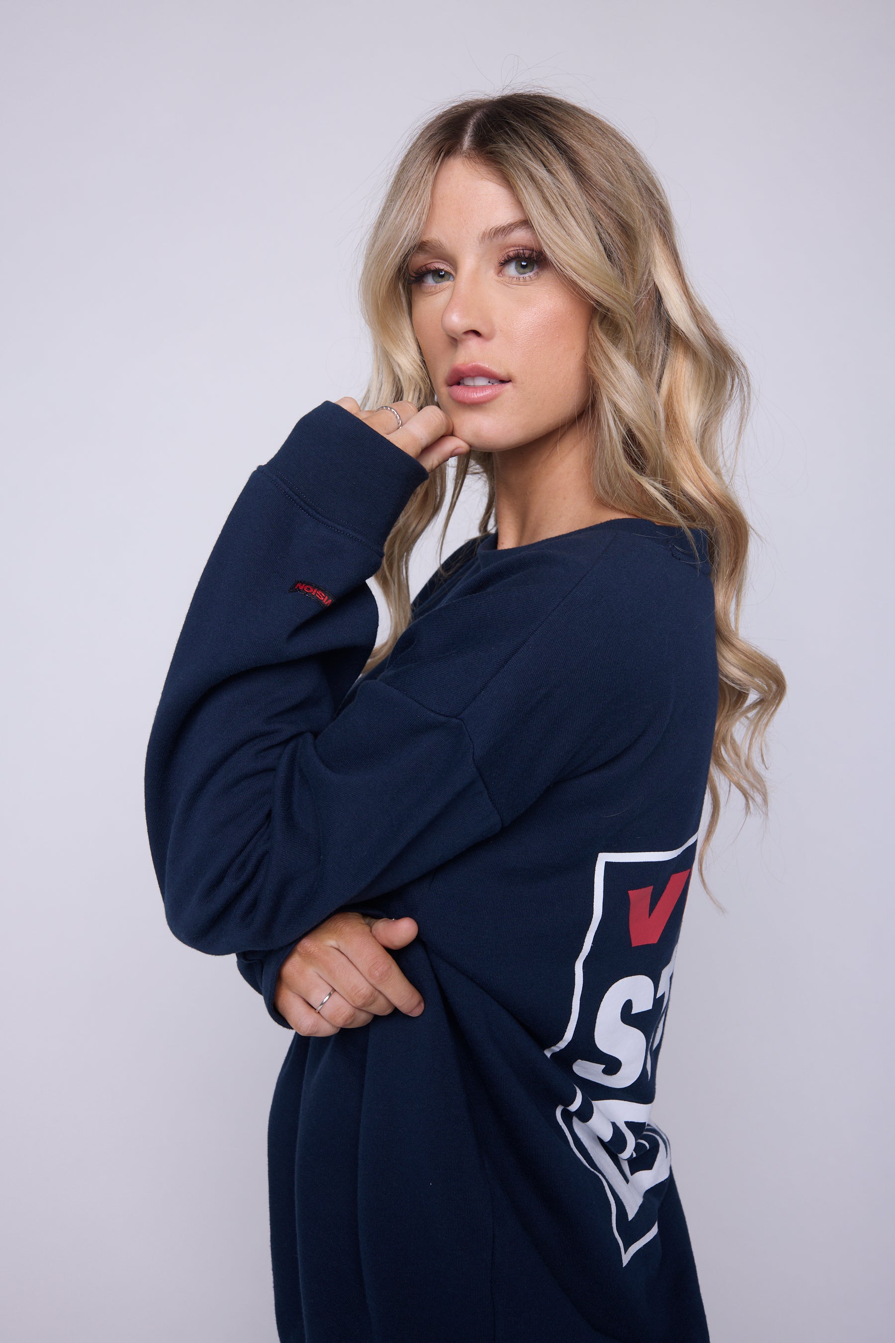 Vision Street Wear Printed Box Logo Sweatshirt Navy