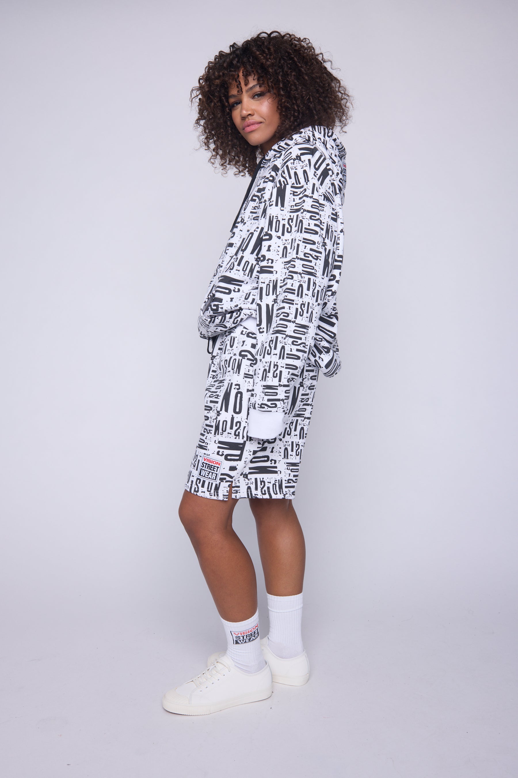 Vision Street Wear Aop Newspaper Hoodie Ivory