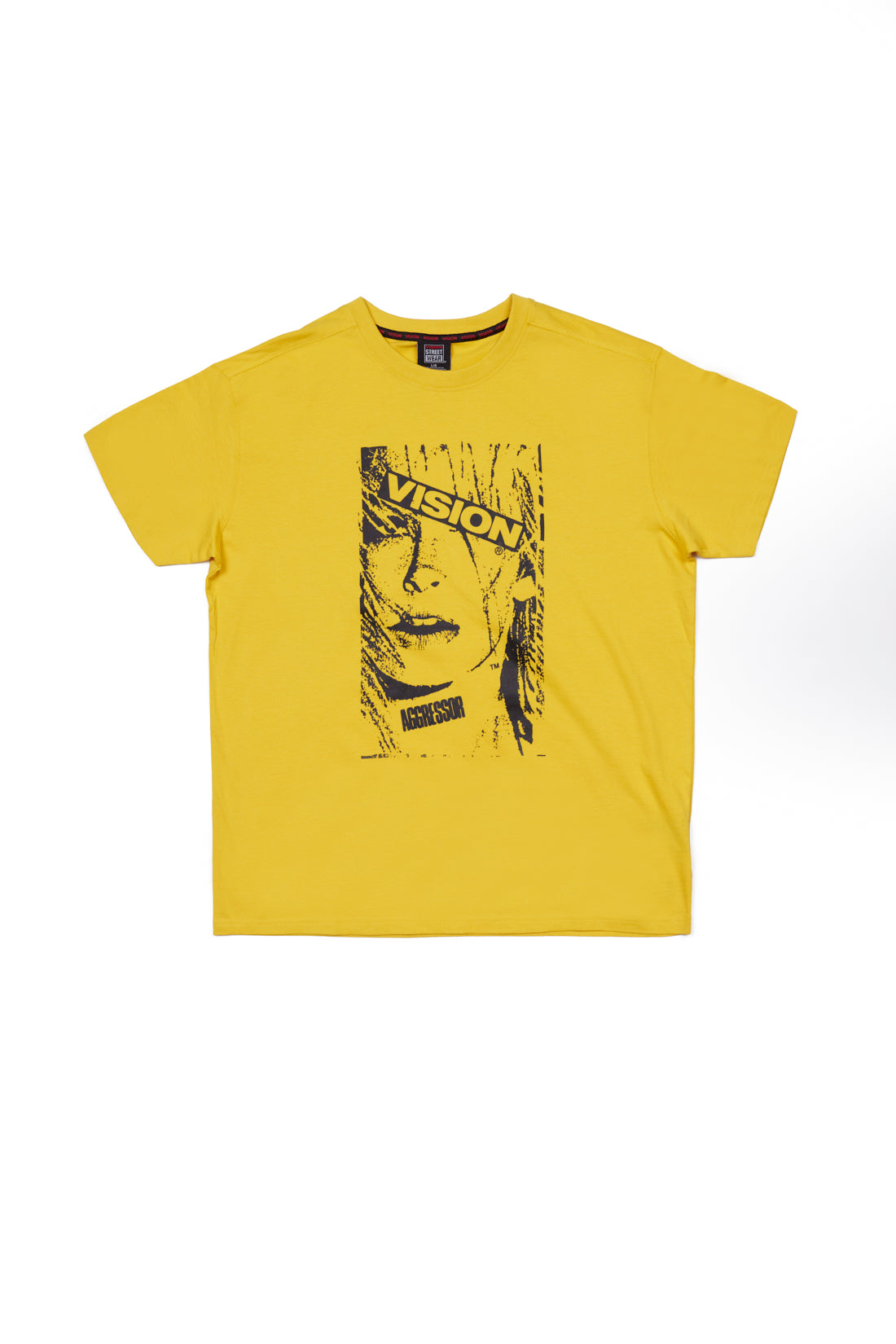 Vision Street Wear Face Print Logo T-Shirt Yellow