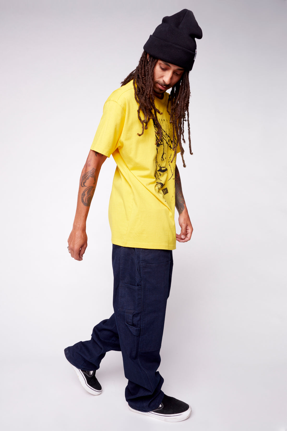 Vision Street Wear Face Print Logo T-Shirt Yellow