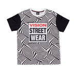 Vision Street Wear Spirals Aop Logo T-Shirt Ivory & Black