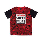 Vision Street Wear Spirals Aop Logo T-Shirt Red & Black